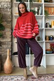 Big Softie Stripe Funnel Grunge Knit Red
